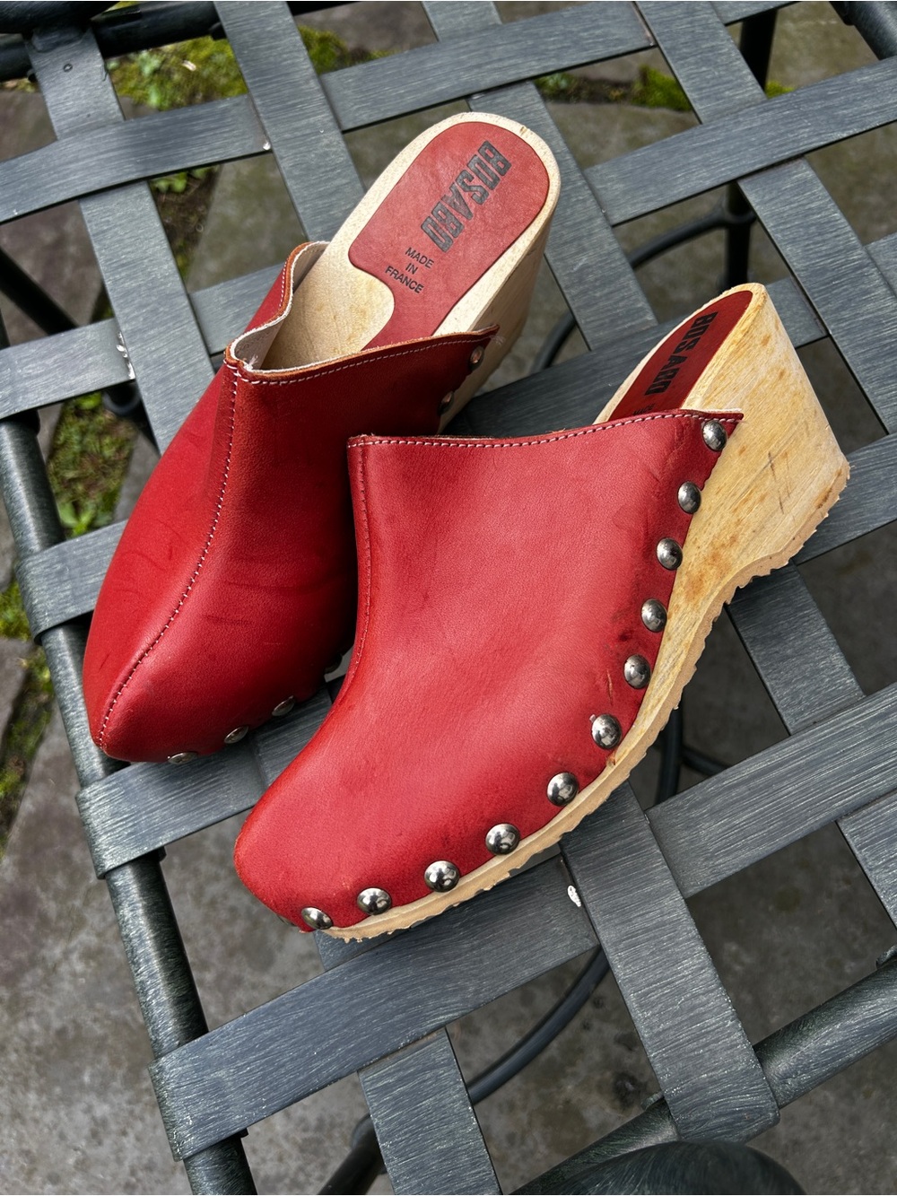 Bosabo Cranberry Red Leather Clogs size 40